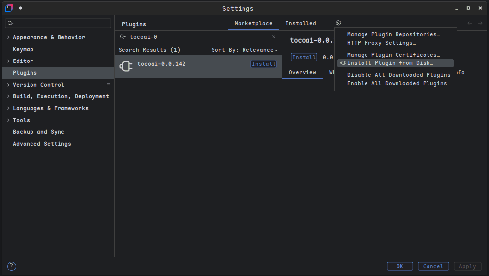 Install Plugin from Disk...