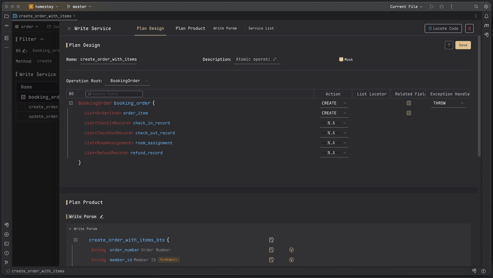Write Plan 1: Create Order with Items
