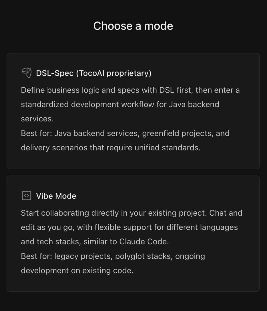 Choose Your Project Mode