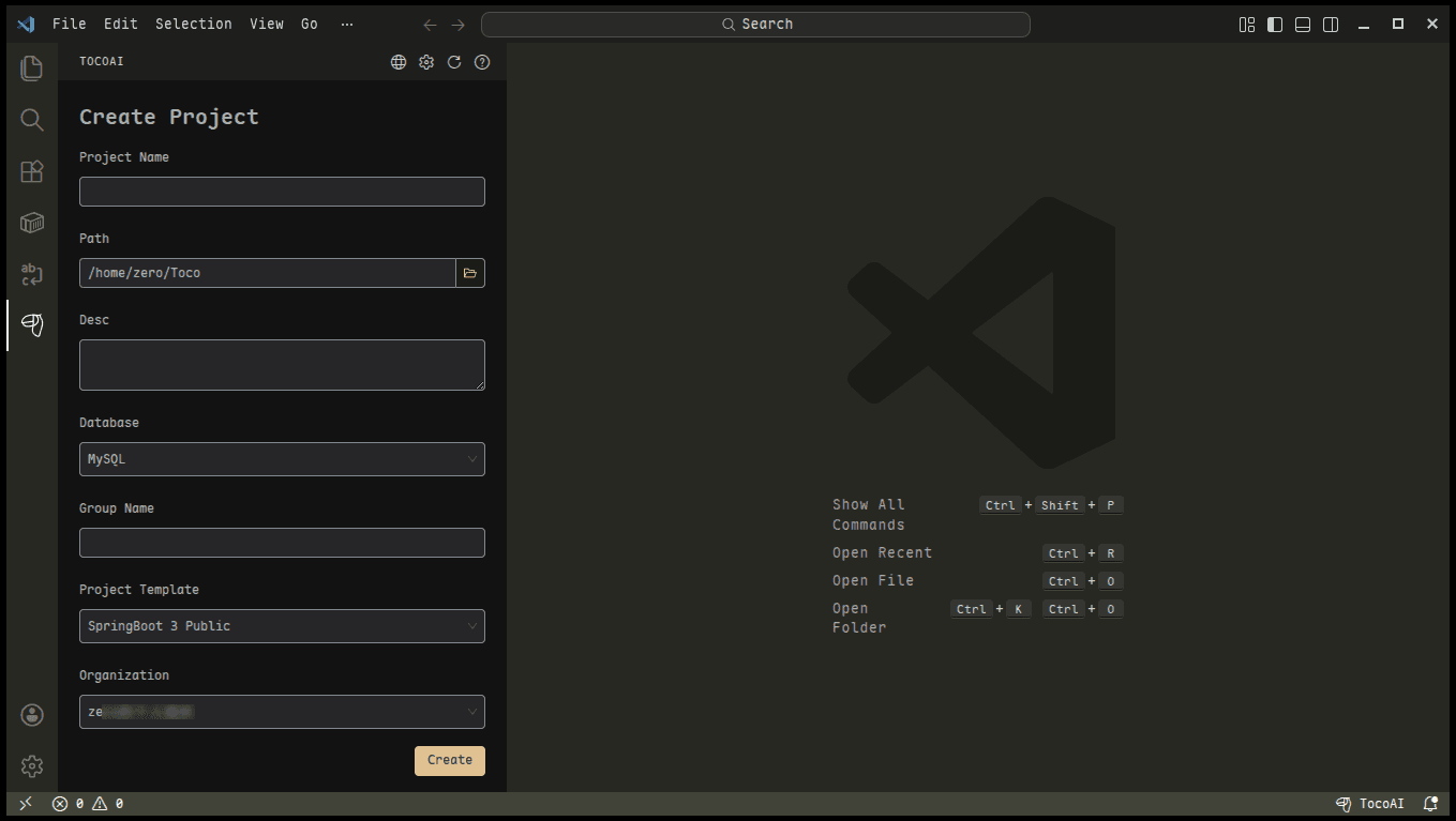 New Toco Project for VS Code